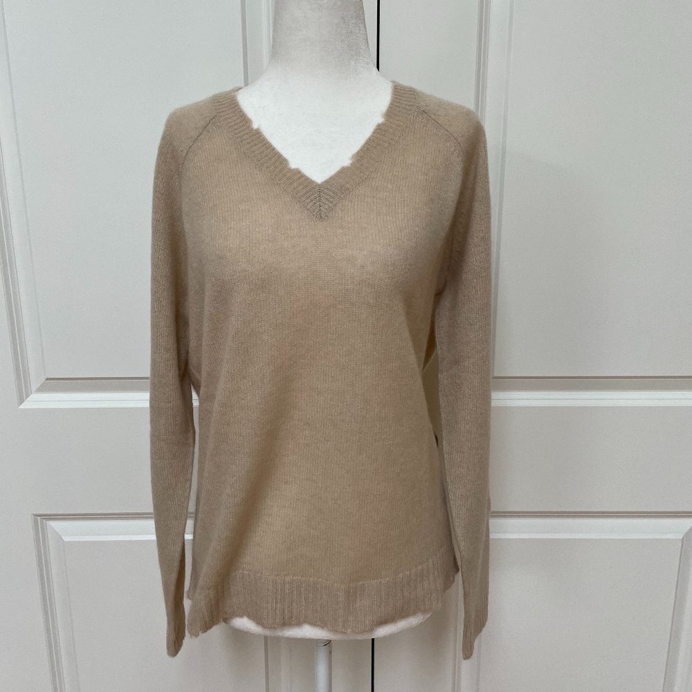 Distressed  Cashmere V-Neck Sweater from Minnie Rose
